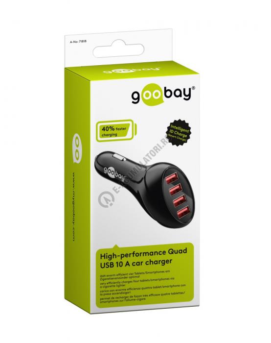 Incarcator auto Goobay High-performance Quad USB 10 A cod 71818-big