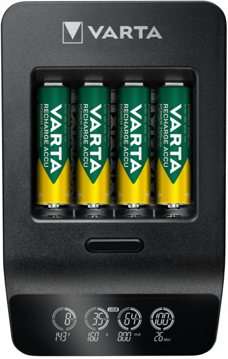Incarcator Varta LCD Smart Charger+ 57684 AAA, AA + 4 Acumulatori AA Varta Power 2100mah-big