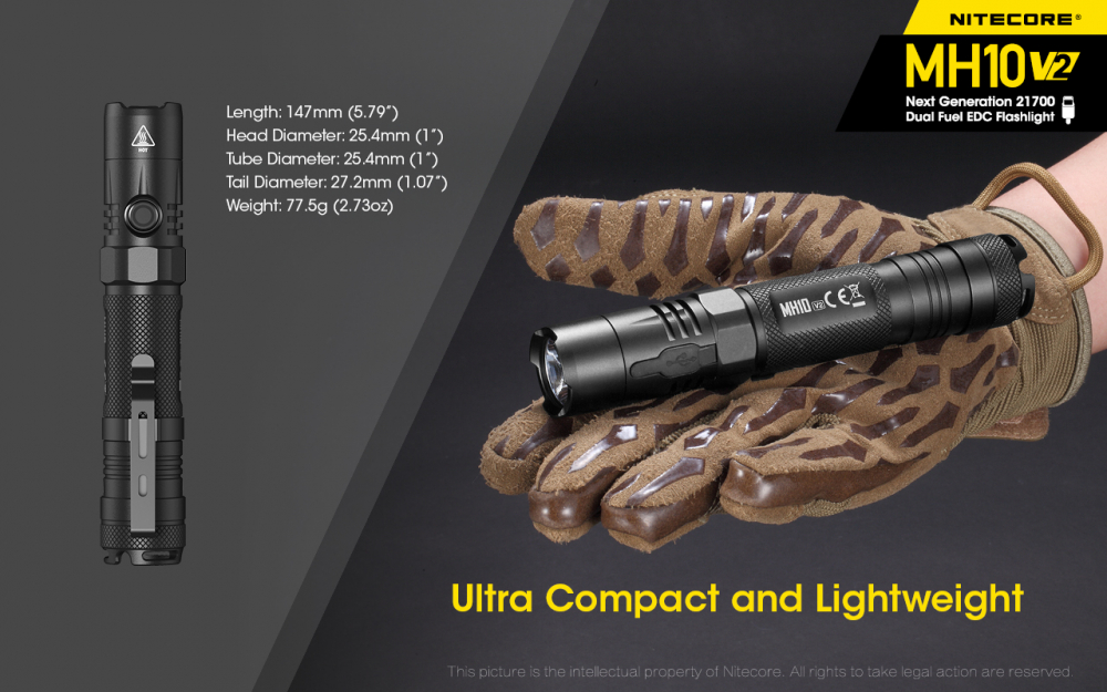 Lanterna Nitecore tactica MH10 V2 1x 21700 4000mah [2]