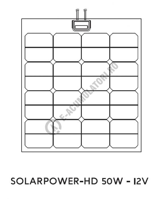 Panou solar fotovoltaic SOLARPOWER HD 50W-12V XUNZEL cu cablu 3+3M SPHD05012 [2]
