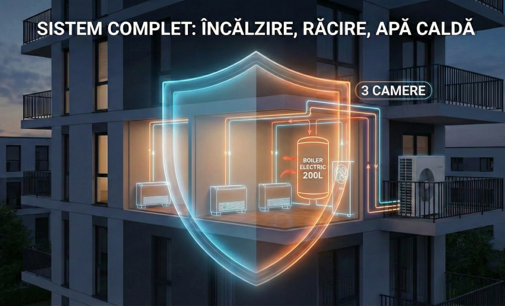 Pompa de caldura economica de apartament pentru 2-3 camere, cald/rece si apa calda [2]