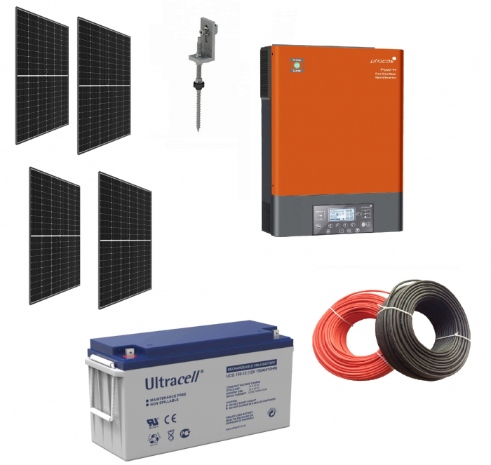 Sistem fotovoltaic Poweracu Off-Grid / Hybrid 4.86kwp cu invertor 5kw si sistem prindere pentru acoperis tabla-big