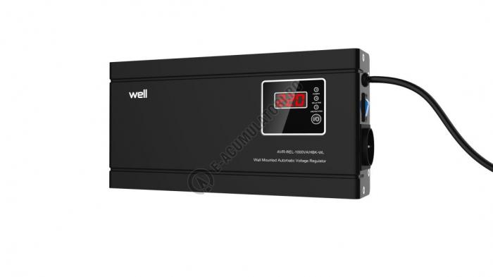 Stabilizator automat de tensiune cu releu Well 1000VA/600W, negru cod AVR-REL-1000VA-HBK-WL-big