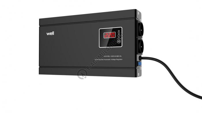 Stabilizator automat de tensiune cu releu Well 1500VA/900W, negru cod AVR-REL-1500VA-HBK-WL-big