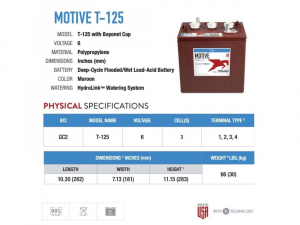 Acumulator Tractiune TROJAN T-125 Deep Cycle 6V 240 Ah [1]
