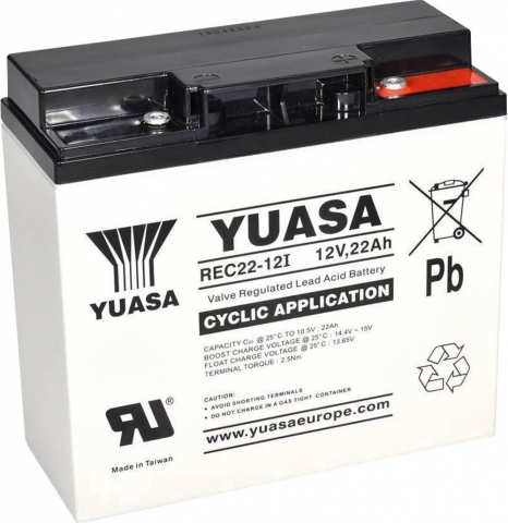 Baterii si acumulatori AGM VRLA de 6-12 V - Acumulator VRLA Ciclic AGM Yuasa 12V 22Ah REC22-12 pentru biciclete electrice