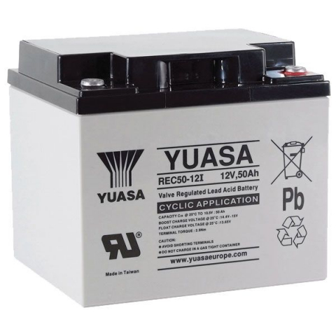 Baterii si acumulatori AGM VRLA de 6-12 V - Acumulator VRLA Ciclic AGM Yuasa 12V 50Ah REC50-12 pentru biciclete electrice