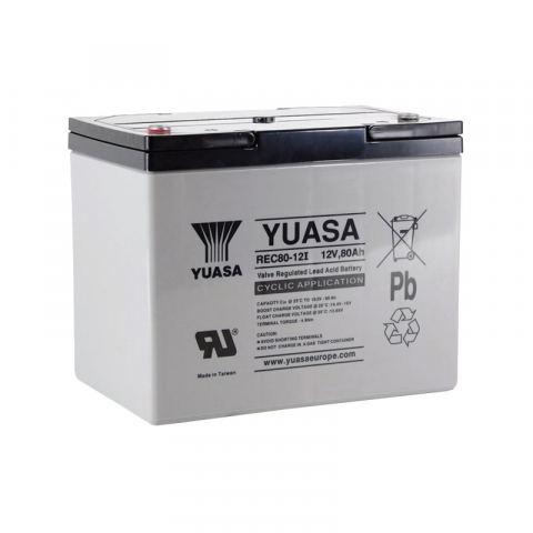 Baterii si acumulatori AGM VRLA de 6-12 V - Acumulator VRLA Ciclic AGM Yuasa 12V 80Ah REC80-12 pentru biciclete electrice