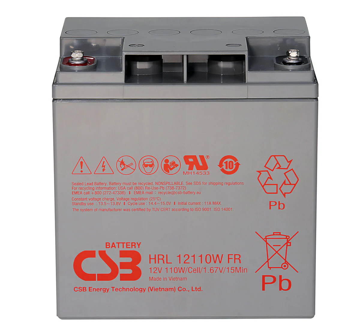Baterii si acumulatori AGM VRLA de 6-12 V - Acumulator VRLA CSB HighRate LongLife 12V 27Ah HRL12110WFR