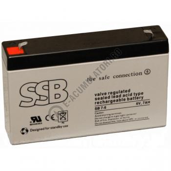 Baterii si acumulatori AGM VRLA de 6-12 V - Acumulator VRLA SSB 6V 7Ah SB7-6