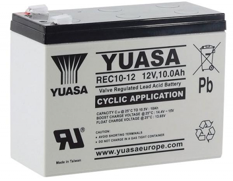 Baterii si acumulatori AGM VRLA de 6-12 V - Acumulator VRLA Ciclic AGM Yuasa 12V 10Ah REC10-12 pentru biciclete electrice