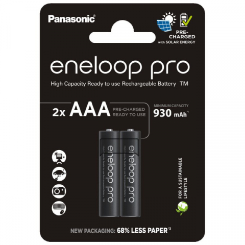 Acumulatori, Baterii si Incarcatoare Uzuale - Acumulatori Panasonic Eneloop Pro AAA 900mAh 500 cicluri, bl 2 buc BK-4HCCE/2BE