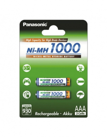 Acumulatori, Baterii si Incarcatoare Uzuale - Acumulatori Panasonic Ni-Mh AAA 1000 mah bl 2 BK-4HGAE/2BE