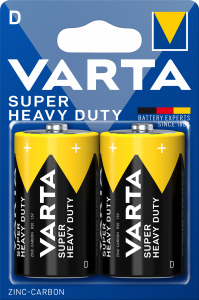 Acumulatori, Baterii si Incarcatoare Uzuale - Baterie Varta Super Heavy Duty D 1.5V Zinc-Carbon Blister 2 buc