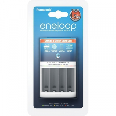 Acumulatori, Baterii si Incarcatoare Uzuale - Incarcator Panasonic Eneloop BQ-CC55E White R6 R3 Smart & Quick