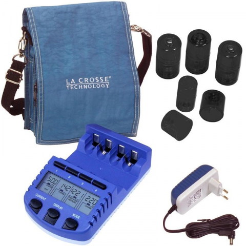 Incarcatoare acumulatori - OUTLET: Pachet Incarcator LaCrosse RS1000 cu husa transport si adaptoare la C si D