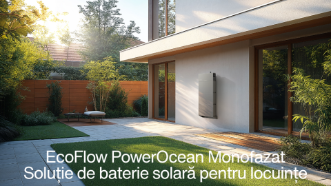 Pachete sisteme fotovoltaice - Sistem Fotovoltaic Monofazat Hibrid EcoFlow PowerOcean 6kWp – Invertor 6kW, Baterie 5kWh + Structura pentru Acoperis Tabla/Tigla