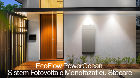 Pachete sisteme fotovoltaice - Sistem Fotovoltaic Monofazat Hibrid EcoFlow PowerOcean 6kWp – Invertor 6kW, Baterie 5kWh + Structura pentru Acoperis Tabla/Tigla