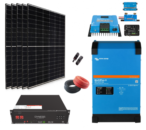 Sisteme fotovoltaice de putere mica (rulota/caravan/case de vacanta) - Sistem Fotovoltaic Trifazat On-Grid VICTRON 5kWp, stocare 7.2kWh - Panouri Monocristaline CanadianSolar/Longi/Jinko