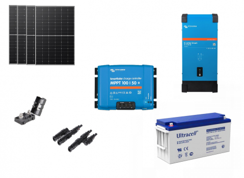 Sisteme fotovoltaice de putere mica (rulota/caravan/case de vacanta) - Sistem fotovoltaic Off-Grid MAX 1.6kWp cu invertor Victron Energy 1.6kVA