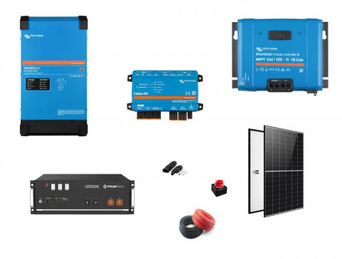 Sisteme fotovoltaice profesionale - Sistem fotovoltaic on-grid / hybrid Victron Energy 6.3kWp cu invertor 5kVA si stocare Lithiu 10.8kWh + sistem prindere tabla