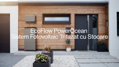 Pachete sisteme fotovoltaice - Sistem Fotovoltaic Trifazat Hibrid EcoFlow PowerOcean 12kWp – Invertor 12kW, Baterie 5kWh + Structura pentru Acoperis Tabla/Tigla