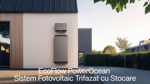 Pachete sisteme fotovoltaice - Sistem Fotovoltaic Trifazat Hibrid EcoFlow PowerOcean 20kWp – Invertor 20kW, Baterie 10kWh + Structura pentru Acoperis Tabla/Tigla