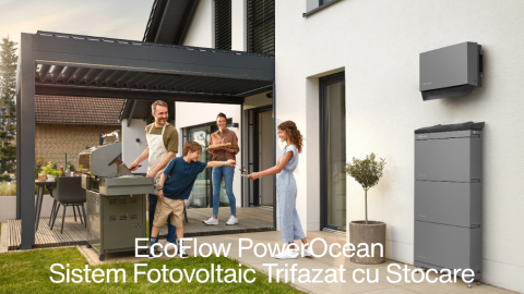 Pachete sisteme fotovoltaice - Sistem Fotovoltaic Trifazat Hibrid EcoFlow PowerOcean 6kWp – Invertor 6kW, Baterie 5kWh + Structura pentru Acoperis Tabla/Tigla