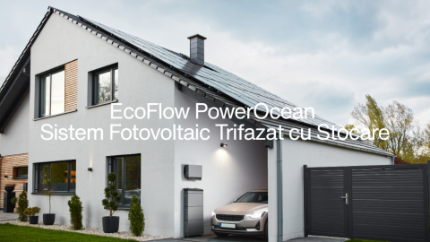 Pachete sisteme fotovoltaice - Sistem Fotovoltaic Trifazat Hibrid EcoFlow PowerOcean 8kWp – Invertor 8kW, Baterie 5kWh + Structura pentru Acoperis Tabla/Tigla