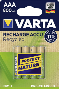 Acumulatori Varta Recycled AAA R3 800 mah preincarcati blister 4 buc 568130