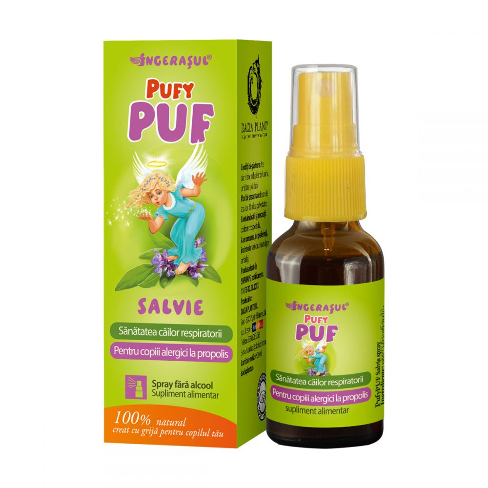 Dureri de gat - Ingerașul PufyPuf Spray cu salvie 20 ml Dacia Plant