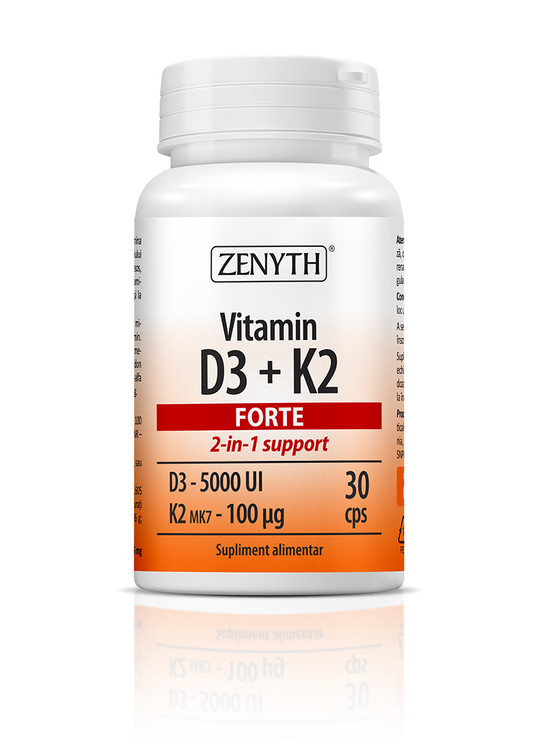 Imunitate adulti - Vitamin D3+K2 Forte 30 capsule Zenyth