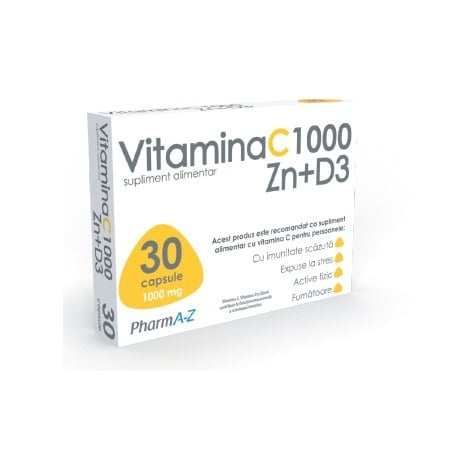 Imunitate adulti - Vitamina C 1000 Zn+D3, 30 capsule Pharm A-Z