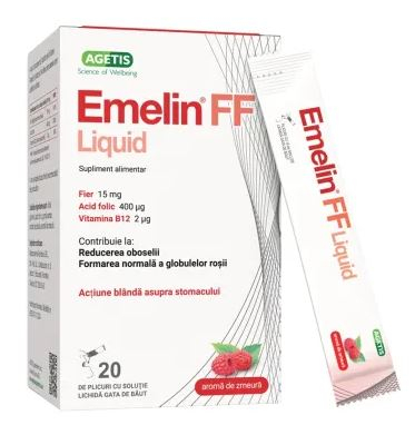 Bisglicinat de fier Emelin FF Liquid, 20 plicuri, Agetis [1]