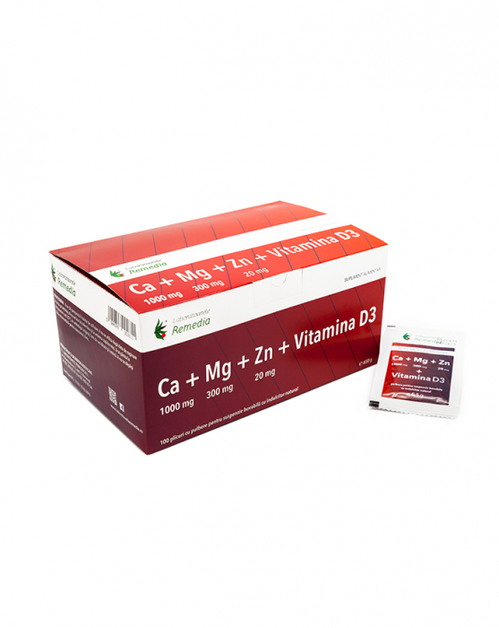 Ca + Mg + Zn + Vitamina D3 - 100 plicuri [1]