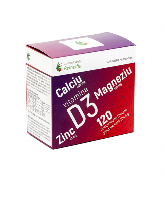 Ca + Mg + Zn + Vitamina D3 - 120 comprimate [1]
