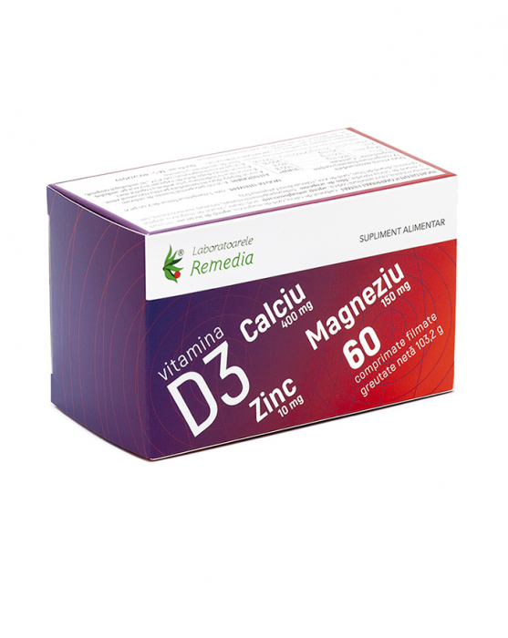 Ca + Mg + Zn + Vitamina D3 - 60 comprimate [1]