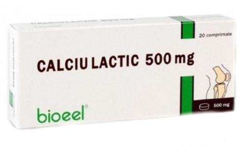 Calciu lactic 500 mg, 20 comprimate [1]