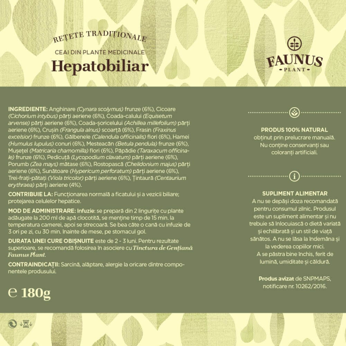 Ceai -Rețete Tradiționale- Hepatobiliar 180g [6]