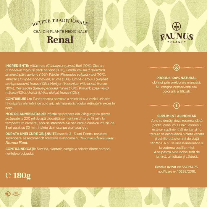 Ceai -Rețete Tradiționale- Renal 180g [6]