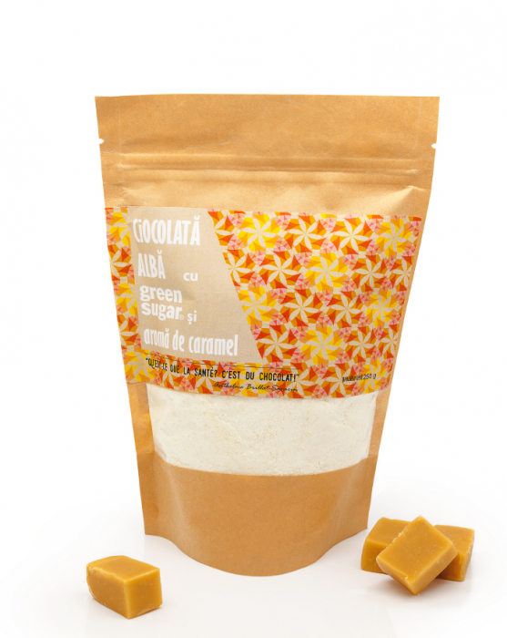 Ciocolată albă cu Green Sugar și aromă de caramel 250 gr [1]