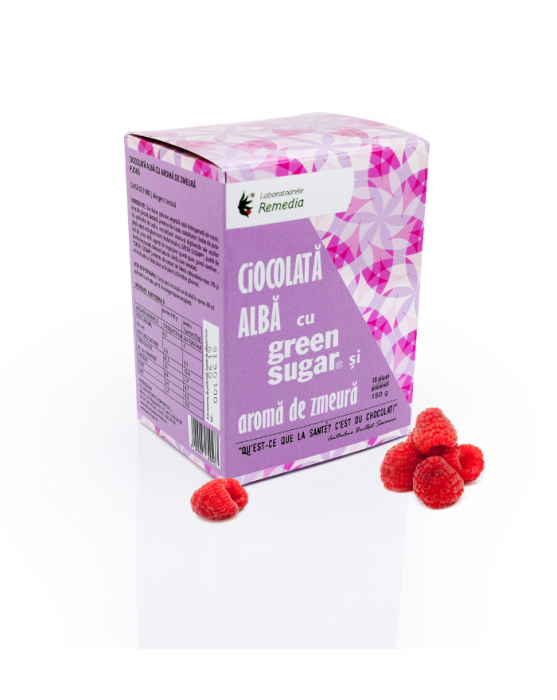 Ciocolată albă cu Green Sugar și aromă de zmeură - 10 plicuri [1]