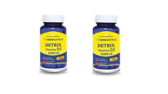 Pachet Detrix Vitamina D3 3.000 UI, 2x 60 capsule, cu 50% reducere la al doilea produs [1]