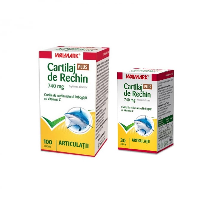 Cartilaj de Rechin 740 mg PLUS Vitamina C, 100 capsule + 30 capsule cadou [1]