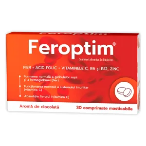 Feroptim cu aroma de ciocolata , 30comprimate masticabile [1]