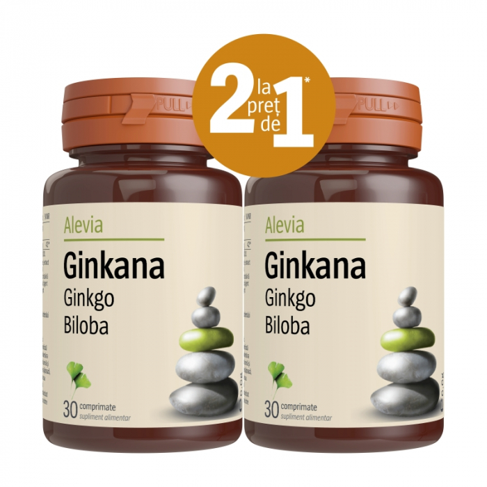 Ginkana Ginkgo Biloba 40mg, 30 comprimate, pachet 1+1 gratis [1]