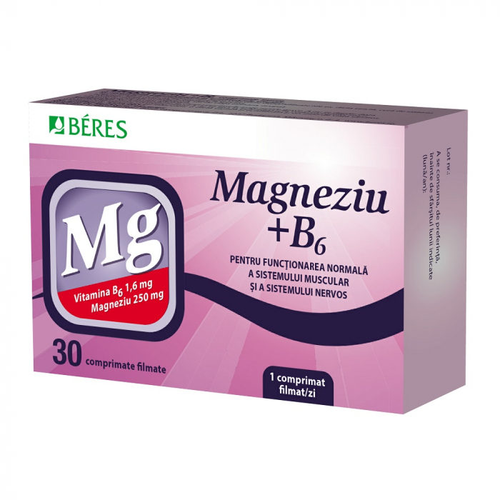 Magneziu + B6, 30 comprimate filmate, Beres Pharmaceuticals Co [1]