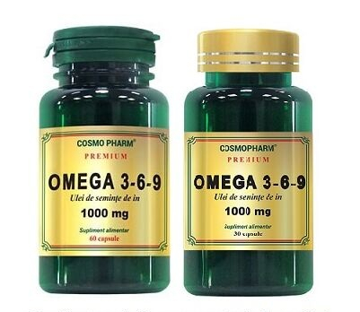 Omega 3-6-9 Ulei de semințe de in 1000 mg 60+30 capsule Cosmopharm [2]