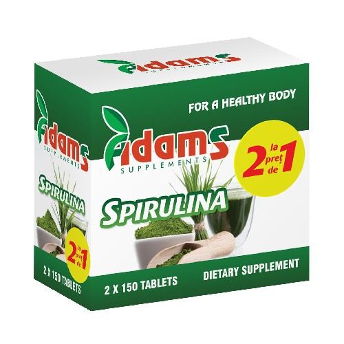 Pachet Alga Spirulina 400mg 150tab Adams 1+1 GRATUIT [1]