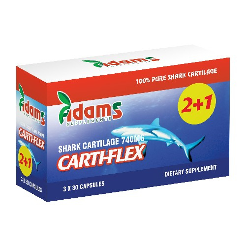 Carti-Flex Cartilaj de Rechin 740mg x 30 capsule, pachet 2+1 gratis [1]